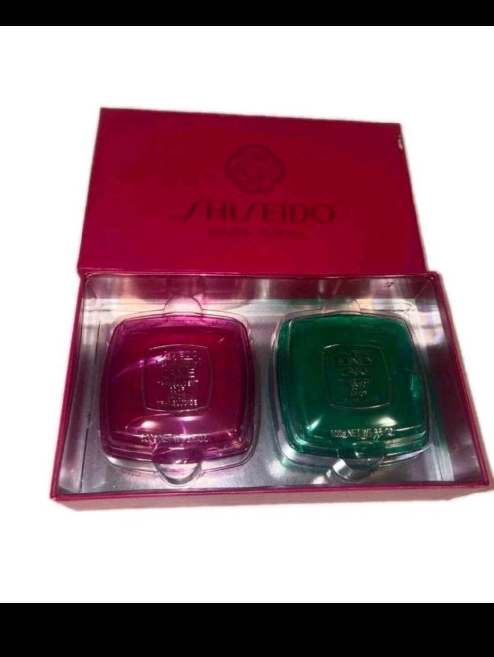 Shiseido Honeycake Duo In E3 RED E4 GREEN 3.5oz Ea. In Plastic Case NIB